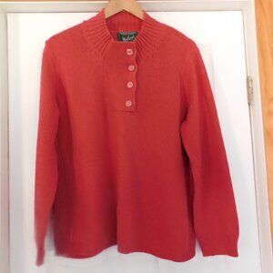Woolrich Womens‎ Cotton Sweater Mock Neck Henley Light Red Petite XL PXL
